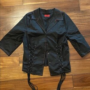 Tripp NYC Black corset top with Red Accents